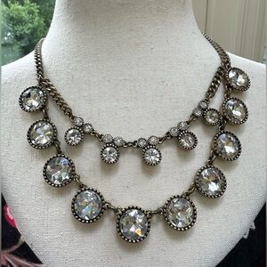 LOFT OhMyGosh! NWT AMAZING Antique Gold Chain Giant Crystal Statement Necklace